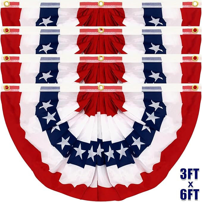 TURNMEON 4 Pack Extra Large 3x6 Feet American Flag Pleated Fan 4th of July Decorations Patriotic ... | Amazon (US)