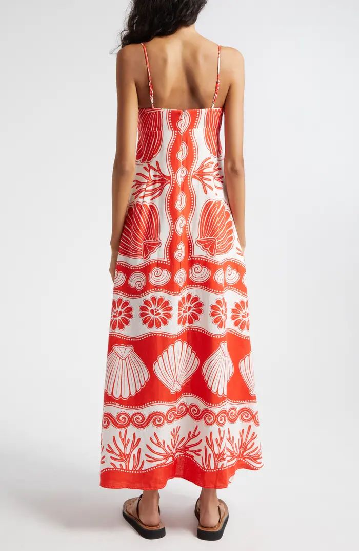 FARM Rio Ainika Shell Print Linen Blend Maxi Dress | Nordstrom | Nordstrom
