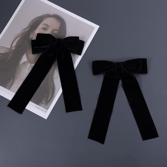 2PCS Handmade Velvet Bow Hair Clips, Headbands for Women Girls, Elegant Hair Ties Hair Styling Ac... | Amazon (US)
