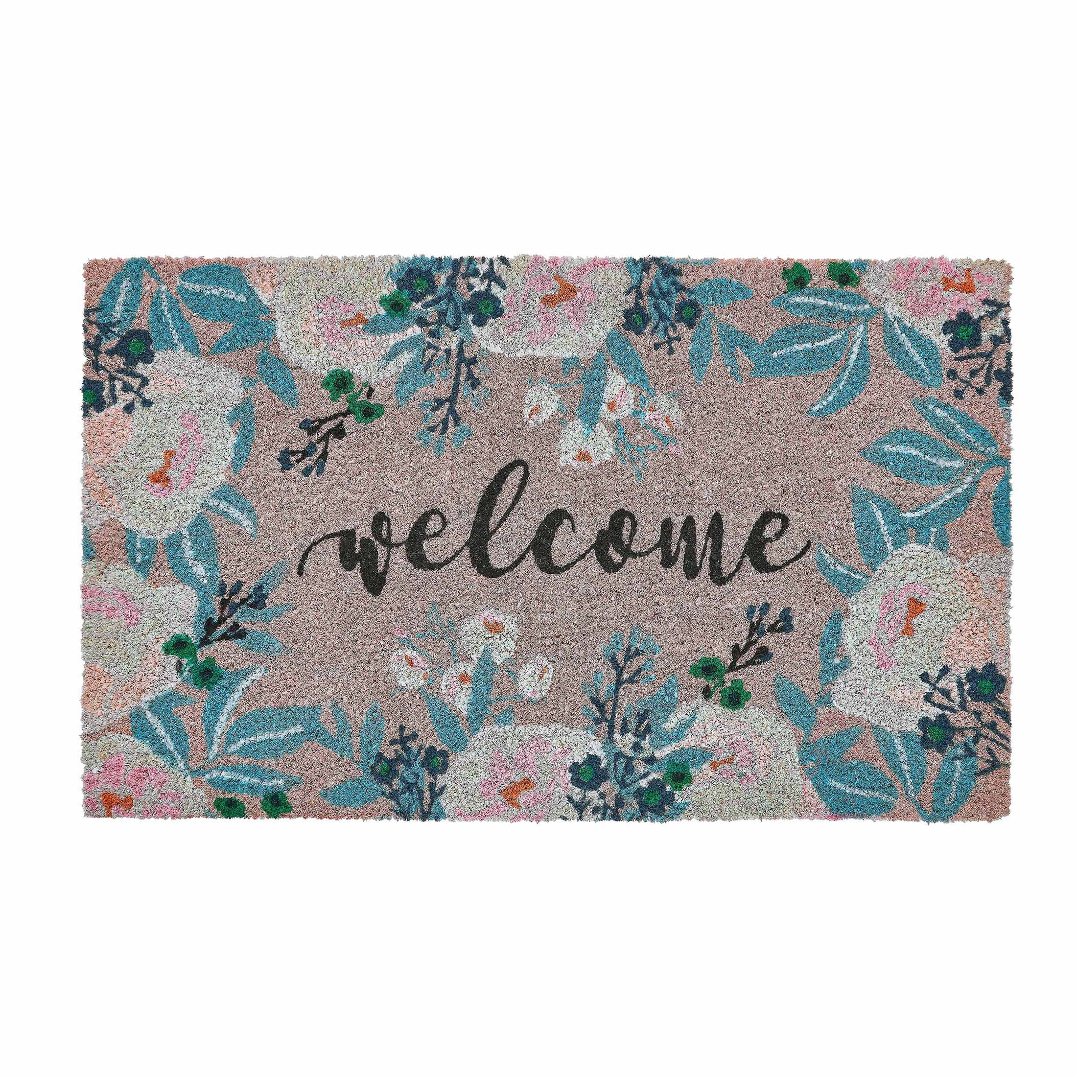 Welcome Floral Multicolor Coir Outdoor Doormat, 18" x 30" | Walmart (US)