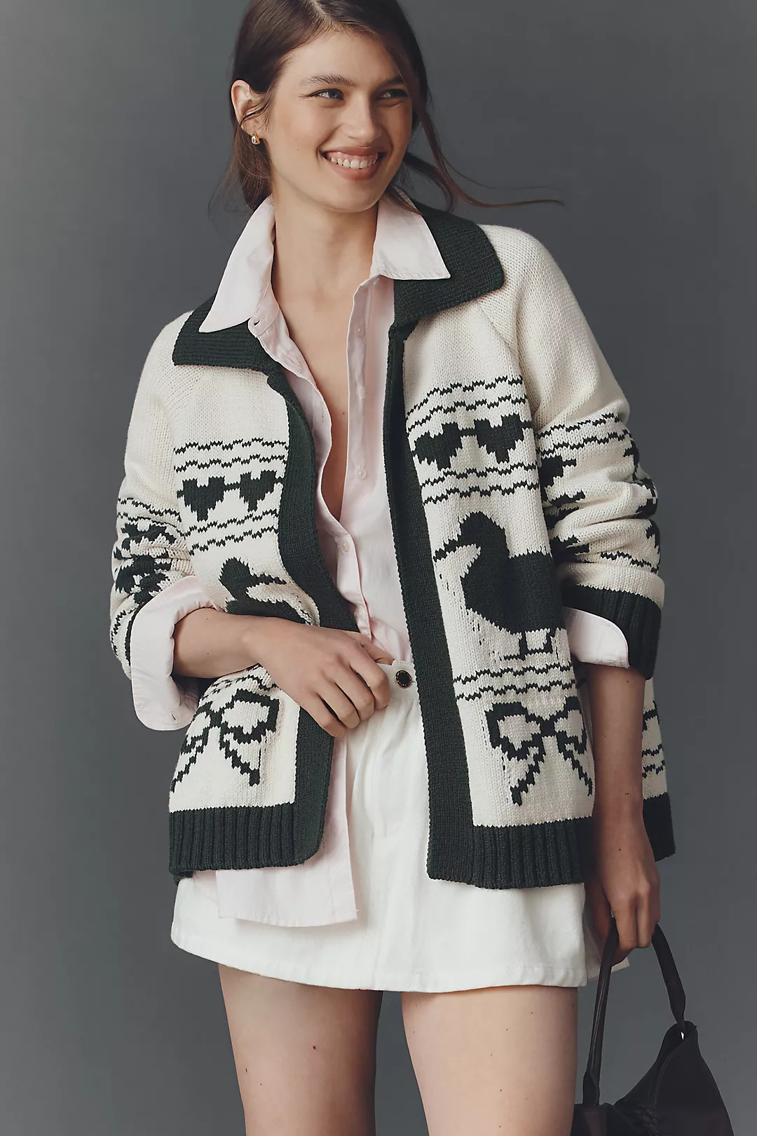 Bel Kazan Knitted Duck Icon Cardigan Sweater | Anthropologie (US)