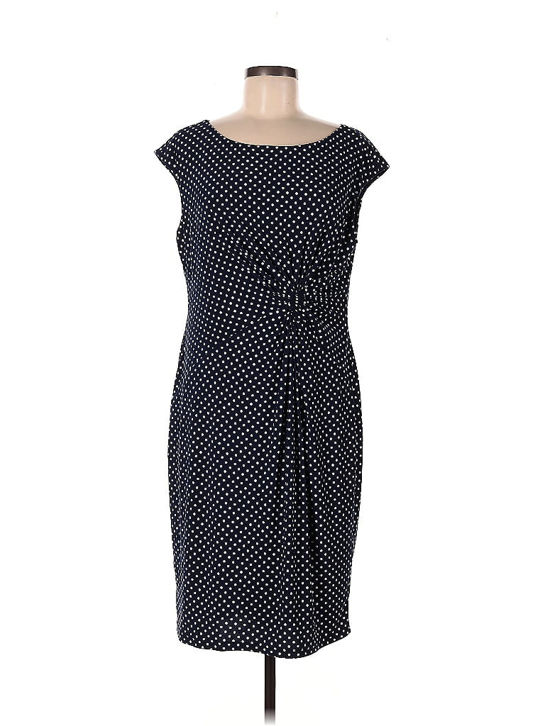 Anne Klein Casual Dress - Sheath: Blue Polka Dots Dresses - Used - Size 12 | ThredUp