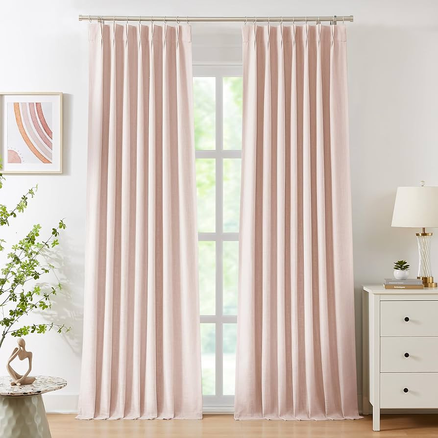 WEST LAKE 120 Inches Extra Long Pink Bailey Pinch Pleated Full Blackout Curtain Panels with Liner... | Amazon (US)
