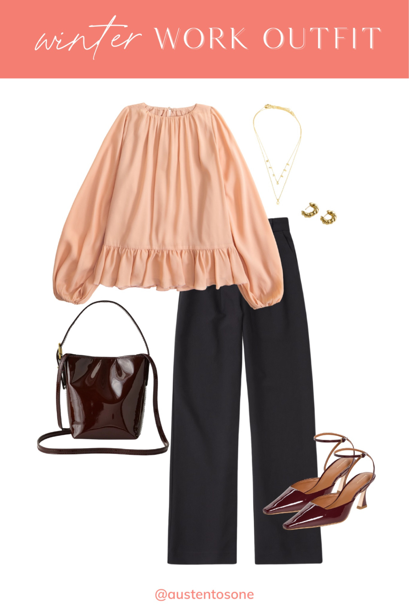 Chiffon top paired with tailored pants from Abercrombie and a pair of heels is polished and chic to wear to the office. Add a pair of heels and a matching leather purse for good measure  

#LTKShoeCrush #LTKStyleTip #LTKFindsUnder100