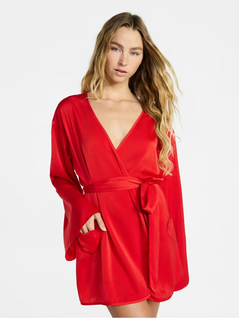 No Boundaries Sleepwear Satin Robe, Women's XS-XXL | Walmart (US)