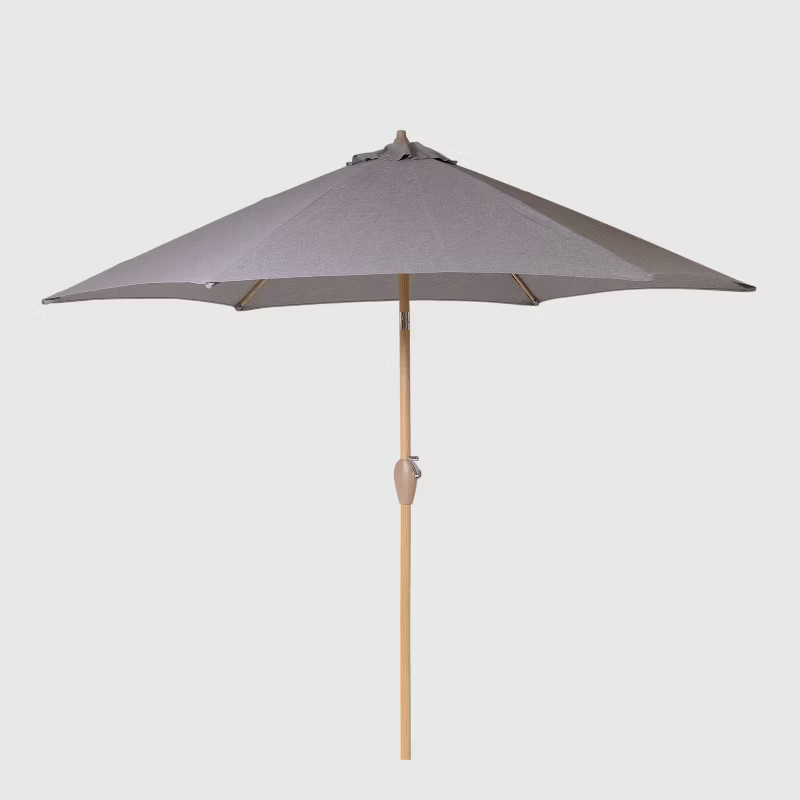9' Round Patio Umbrella DuraSeason Fabric™ - Light Wood Pole - Threshold™ | Target