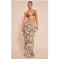 Cream Animal Print Mesh Rara Maxi Skirt | PrettyLittleThing US