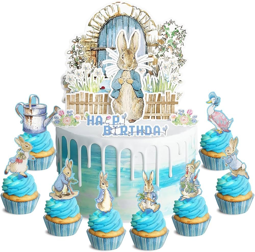 Party Supplies for Rabbit Cake Topper Cupcake Toppers Theme Birthday Supplies Favors, 31 counts, ... | Amazon (US)