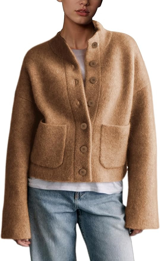 Womens Wool Blend Knit Cardigan Sweaters Long Sleeve Button Down Trendy Sweater Jackets Outwear | Amazon (US)