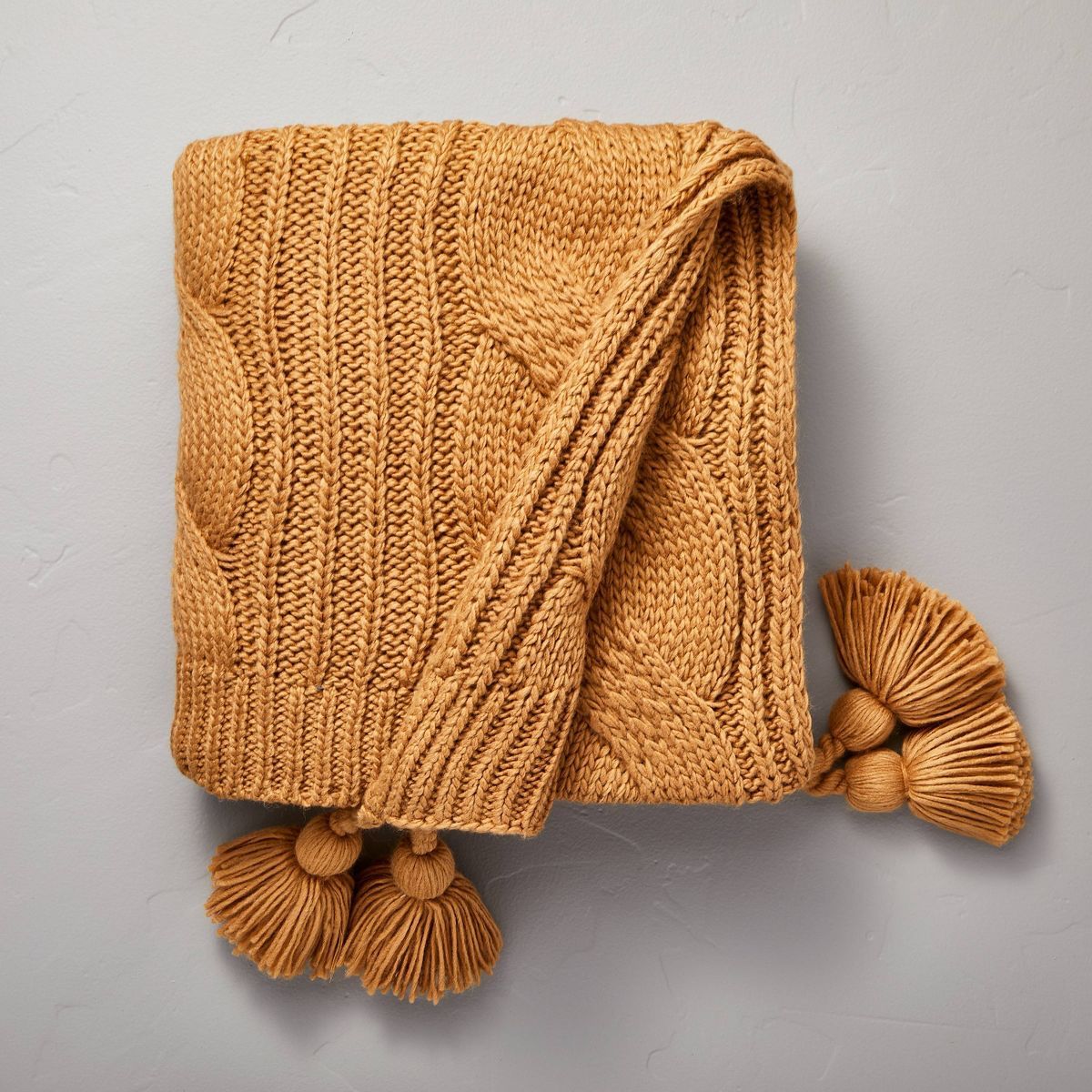 Chunky Cable Knit Throw Blanket Toasted Almond - Hearth & Hand™ with Magnolia | Target