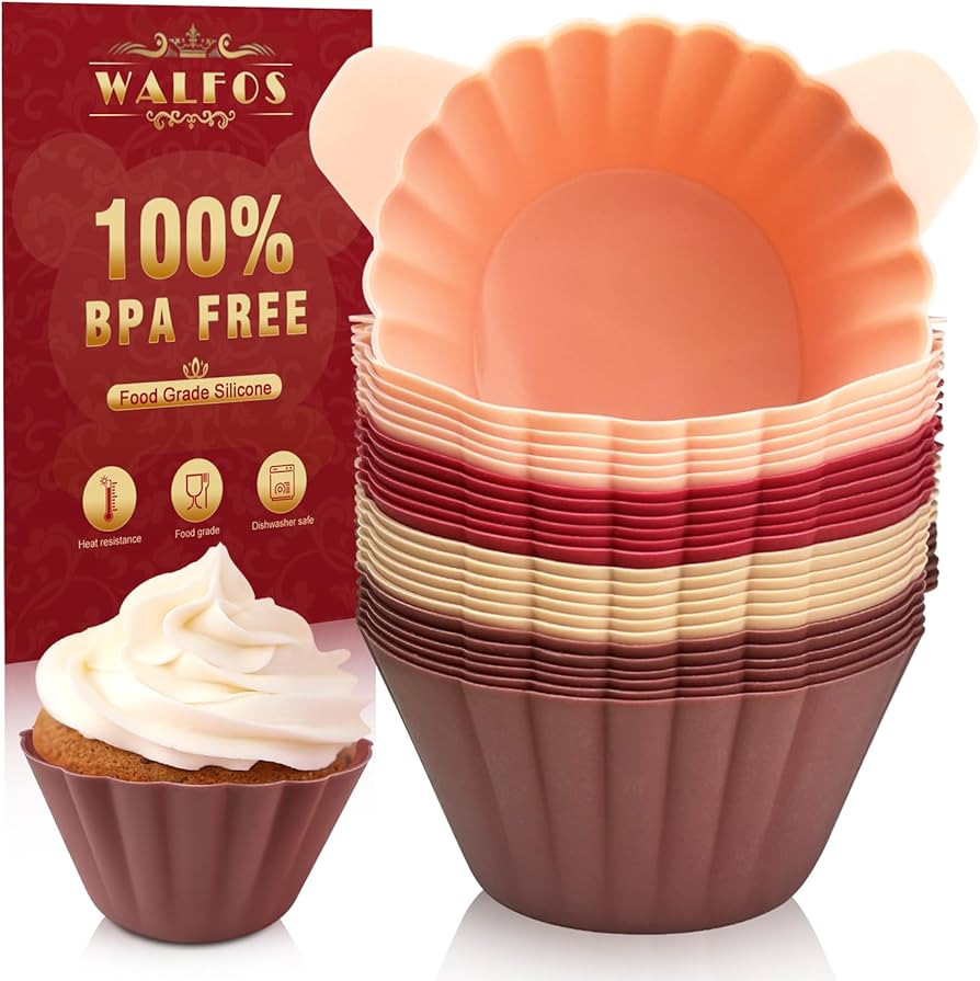 Walfos Silicone Cupcake Liners, 2.8 Inch Silicone Muffin Cups for Baking, Pack of 24, With Good G... | Amazon (US)