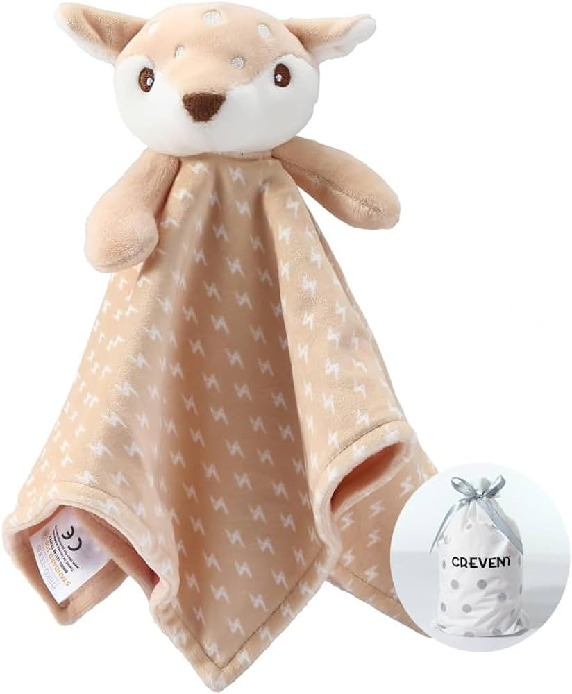 CREVENT Cozy Plush Baby Security Blanket, Loveys for Baby Girls and Boys, Birthday (Brown Deer) | Amazon (US)