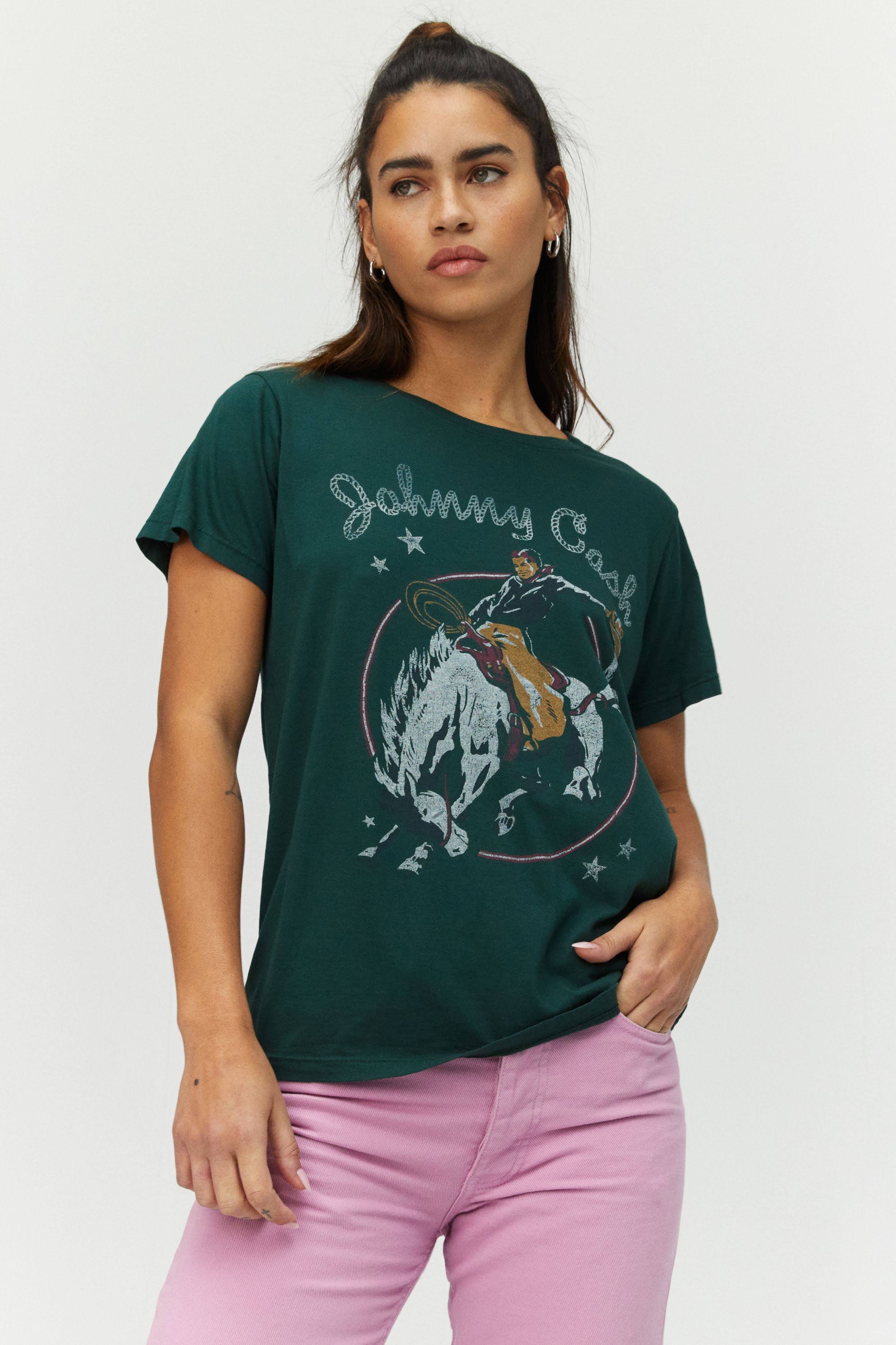 Johnny Cash Rodeo Tee in Emerald | Daydreamer