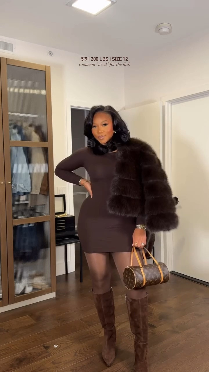 Love this look!! I am 5’9 | 200 lbs wearing size large dress. XL stockings. Boots are currently on sale in wide calf! Medium in the trench!

#LTKmidsize #LTKstyletip