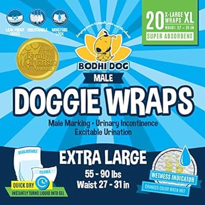 Bodhi Dog Disposable Male Dog Wraps | 20 Premium Quality Adjustable Doggie Wraps with Moisture Co... | Amazon (US)
