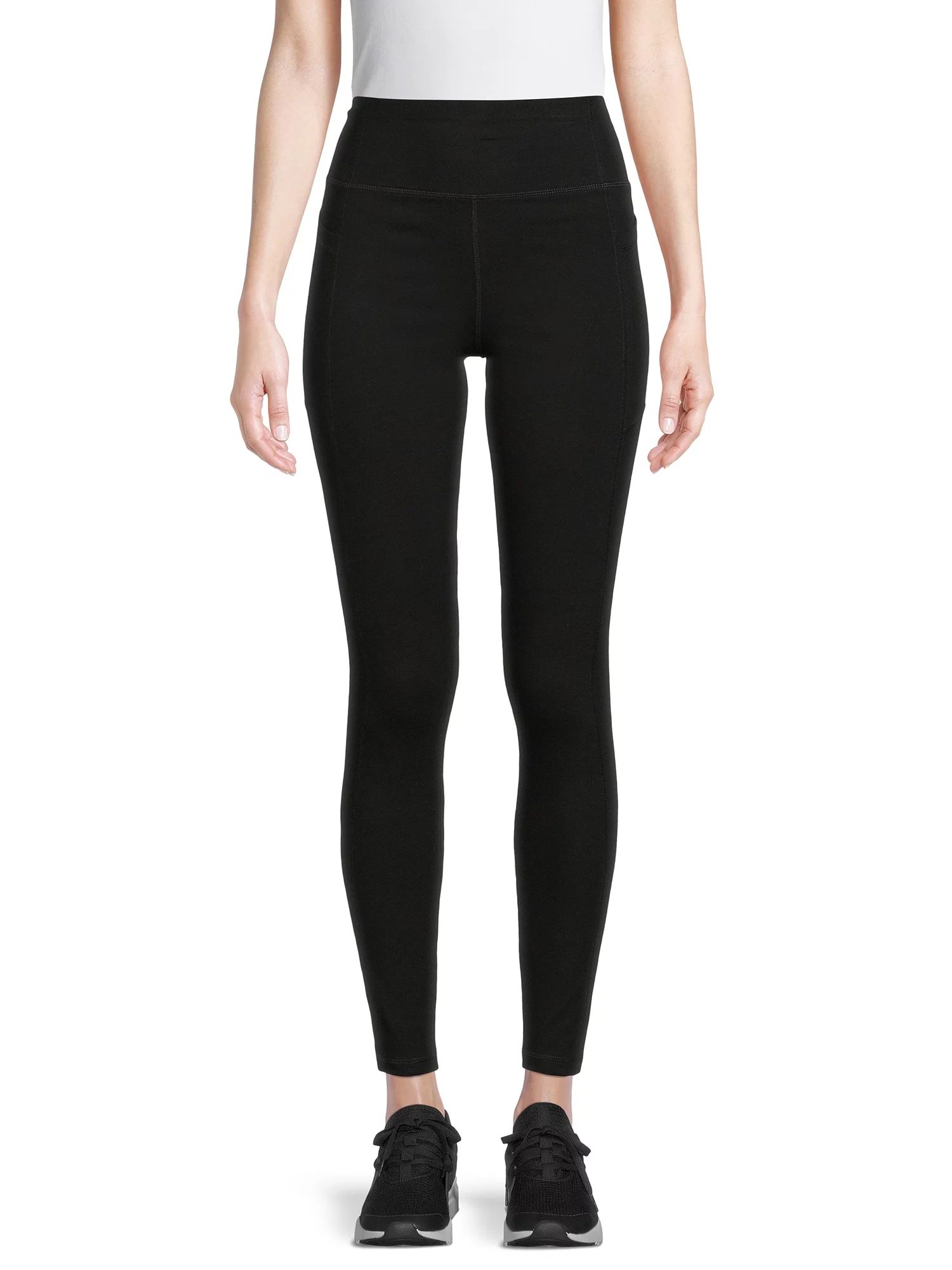 Athletic Works Women's and Women's Plus Stretch Cotton Blend Ankle Leggings with Side Pockets - W... | Walmart (US)