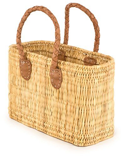 Moroccan Straw Handbag w/ Brown Braided Handles, 14"Lx5"Wx9"H - Tatami Handbag | Amazon (US)