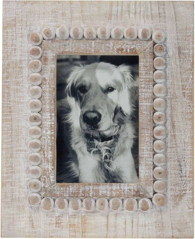 Foreside Home & Garden White Antique 4 x 6 inch Bead Decorative Wood Picture Frame | Amazon (US)