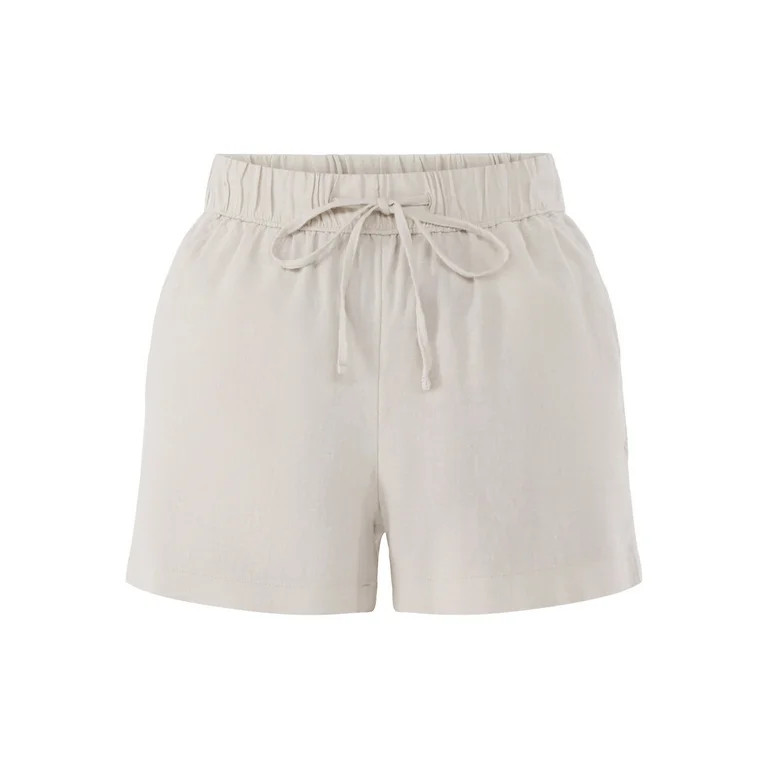Time and Tru Women's Linen Blend Pull On Shorts, 3.5" Inseam, Sizes XS-XXXL | Walmart (US)