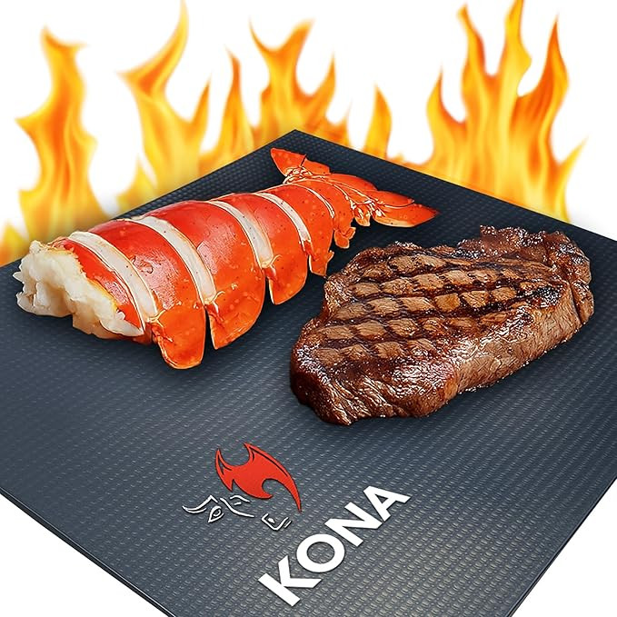 Kona BBQ Grill Mats - Non-Stick for Easy Cleanup, Heavy Duty, 600°F, PFOA-Free, Set of 2, 7-Year... | Amazon (US)
