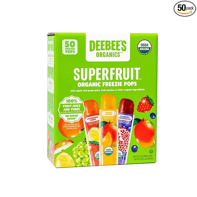 DeeBee's Organics Classic SuperFruit Freezie Pops, No Added Sugars, No Artificial Flavors or Colo... | Amazon (US)