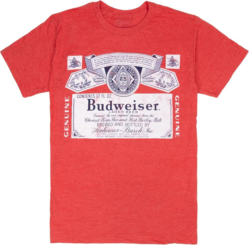 Budweiser Classic Logo Red Colorway Men's T-Shirt | Amazon (US)