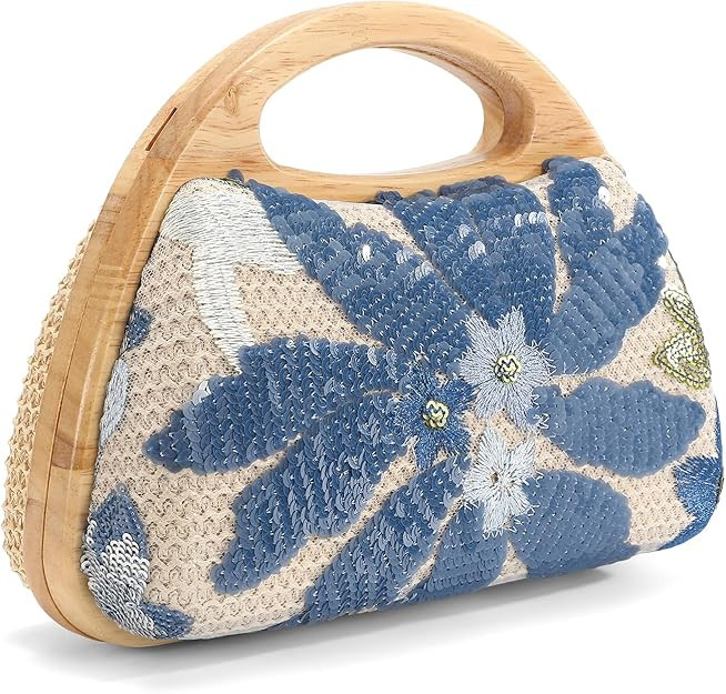 Floral Beaded Clutch Embroidery Sequin Beaded Purse Small Evening Clutch Purses for Women | Amazon (US)