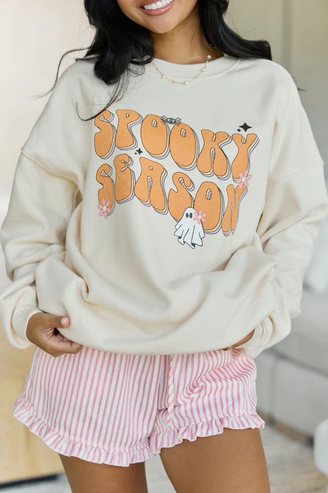 Spooky Season Cream Graphic Sweatshirt | Pink Lily
