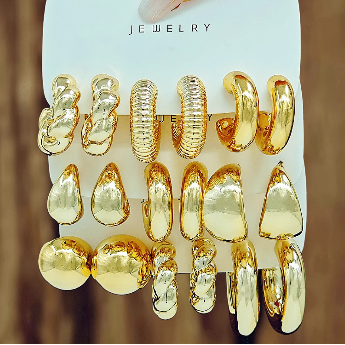 18pcs/Set New European & American UV Plating Water Drop Exaggerated C-Shaped Acrylic Resin Earrin... | SHEIN