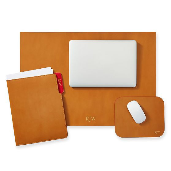 Italian Leather Desk Gift Set, Camel | Mark and Graham