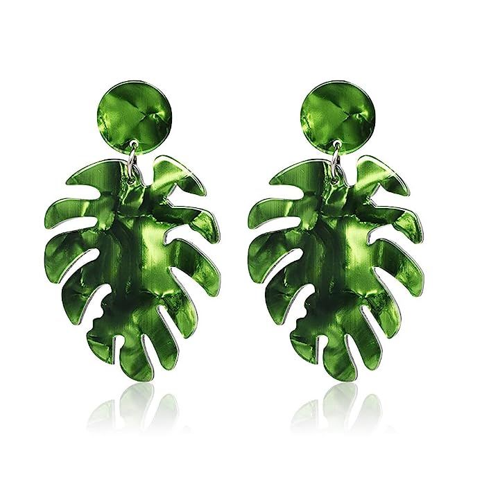 Acrylic Earrings for Women Drop Dangle Leaf Earrings Resin Minimalist Bohemian Statement Jewelry | Amazon (US)
