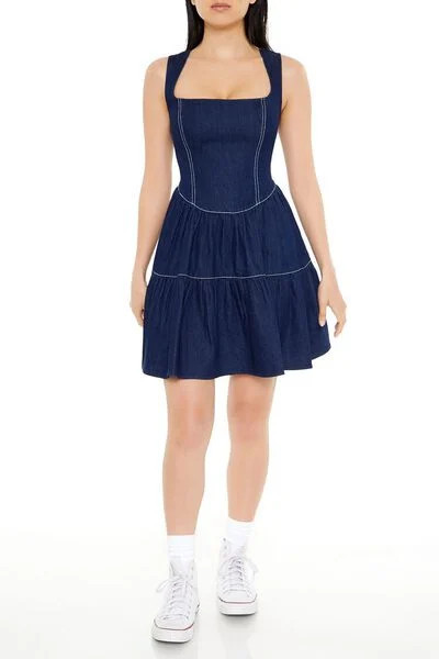 Chambray Fit & Flare Mini Dress | Forever 21