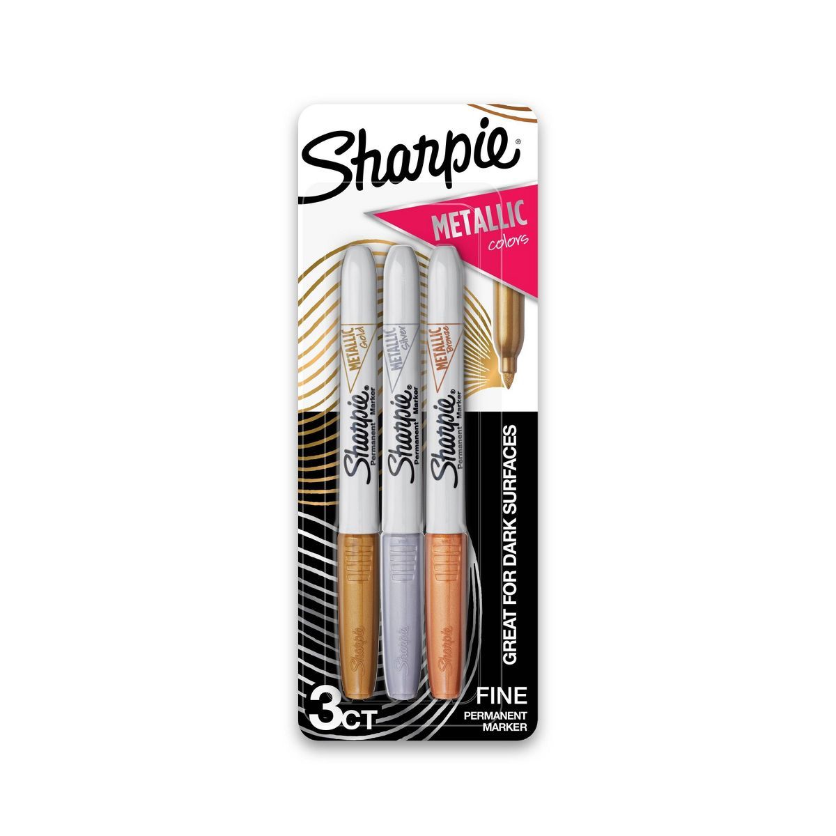 Sharpie 3pk Permanent Markers Fine Tip Metallic Gold/Silver/Bronze | Target