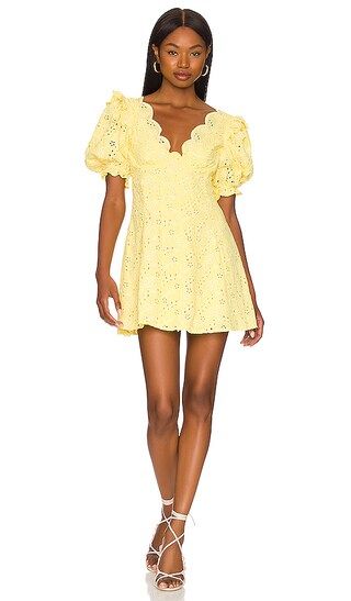 Natalia Puff Sleeve Mini Dress in Yellow | Revolve Clothing (Global)
