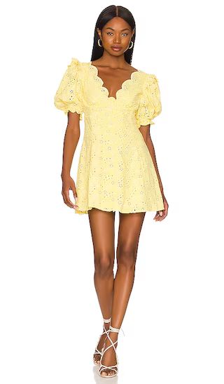 Natalia Puff Sleeve Mini Dress in Yellow | Revolve Clothing (Global)