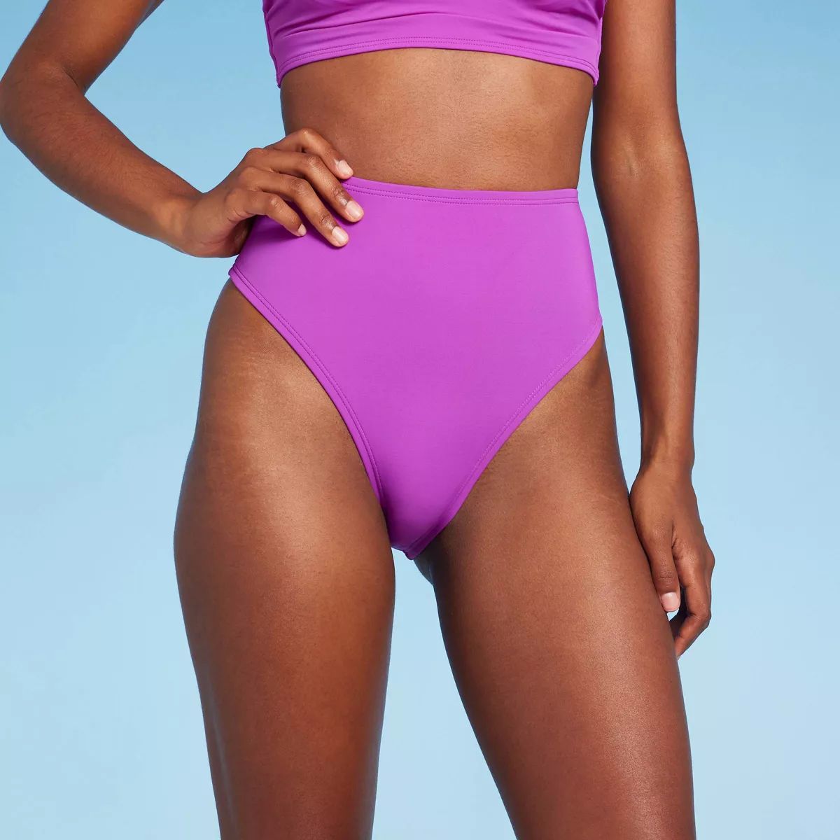 Women's High Waist High Leg Extra Cheeky Bikini Bottom - Shade & Shore™ Purple XL | Target