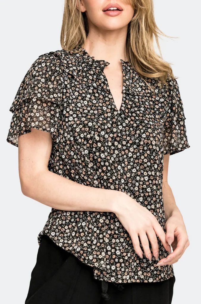 Flutter Sleeve Chiffon Blouse | Gibson