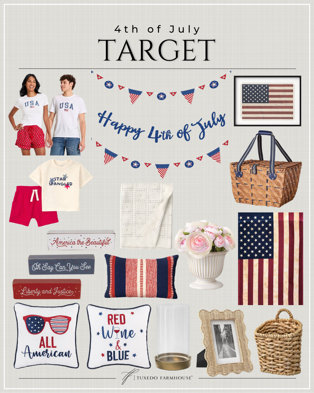 target’s 4th of July collection is here, and these festive finds are already selling fast!

From patriotic pillows and vintage-inspired flags to matching family tees, picnic baskets, and backyard entertaining essentials, these are the pieces that make decorating for the holiday easy and affordable.

❤️🤍💙 Whether you're hosting a barbecue, heading to the lake, or decorating your porch, Target has everything you need to get your home celebration-ready. 

 #LTKSeasonal #LTKHome #LTKSaleAlert