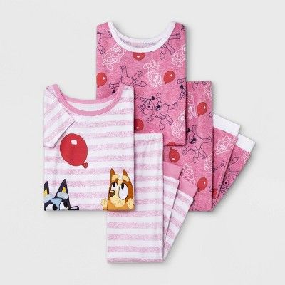 Toddler Girls' 4pc Bluey Snug Fit Pajama Set - Pink | Target