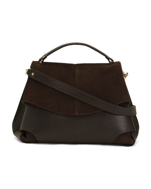Made In Italy Leather And Suede Fold Over Crossbody | TJ Maxx