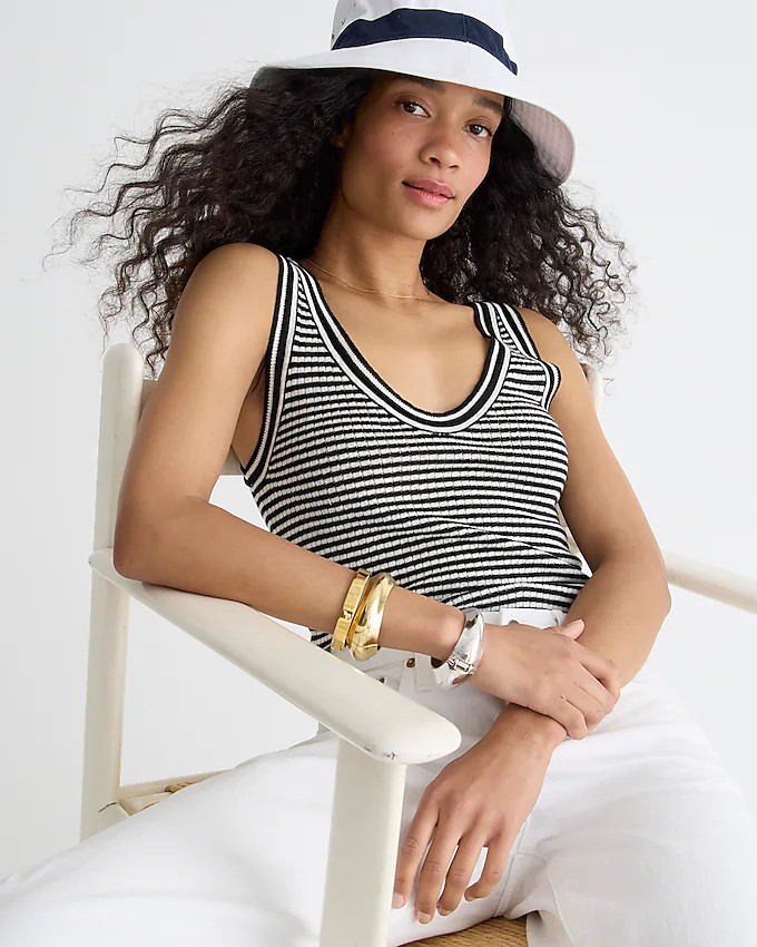 Merino-linen blend sweater-tank in stripe | J. Crew US
