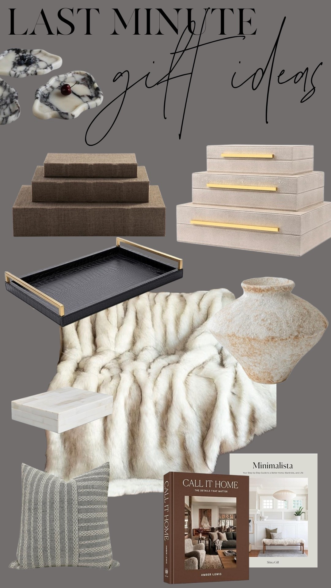 Last-minute home gift ideas 🤍
Timeless, cozy pieces that instantly elevate a space — decorative boxes, trays, luxe throws, sculptural accents, and beautiful books. These are the kinds of gifts that feel thoughtful, look high-end, and work for hosts, friends, or anyone who loves a warm, neutral home.

#LTKFindsUnder50 #LTKHome #LTKGiftGuide
