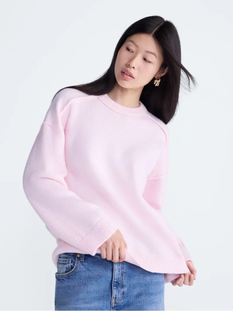 Scoop Women's Crewneck Seam Sweater, Sizes XS-XXL | Walmart (US)