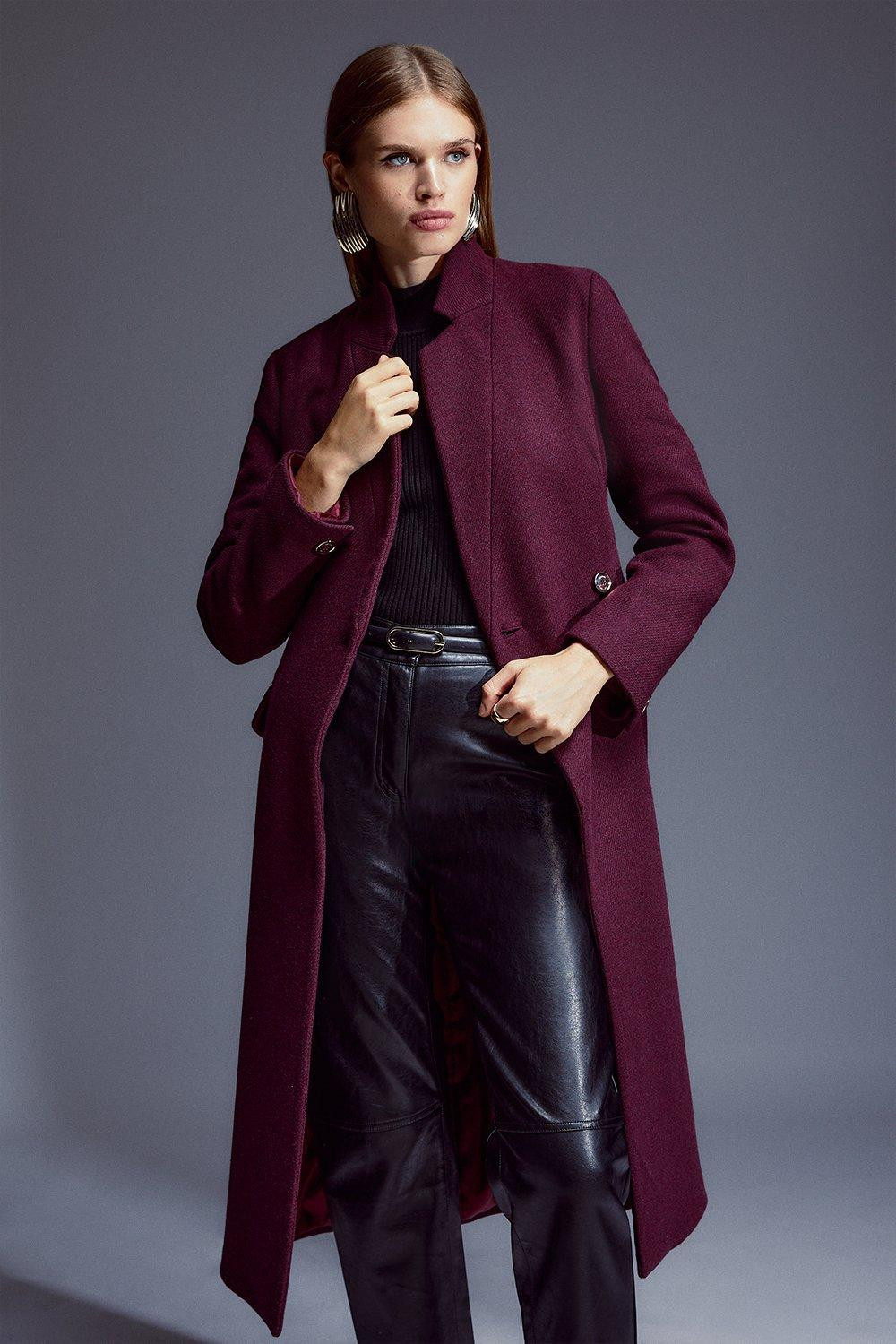 Italian Wool Forever Notch Neck Midi Coat | Karen Millen UK + IE + DE + NL