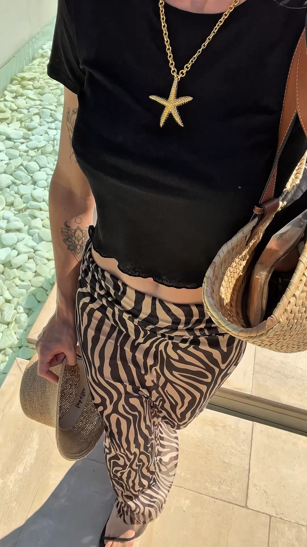 Holiday outfits - Ibiza outfits - pool beach party outfit - summer holiday - sheer maxi skirt - animal print - straw basket bag - outdazl - starfish necklace - Sezane - Ancient Greek sandals - beach cover up - straw bucket hat - lack of color Inca - black bikini H&M 

#LTKeurope #LTKswimwear #LTKsummer
