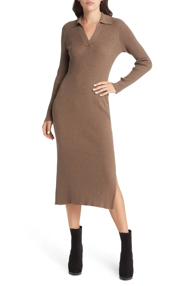 Rails Luciana Long Sleeve Cotton & Silk Blend Polo Dress | Nordstrom | Nordstrom