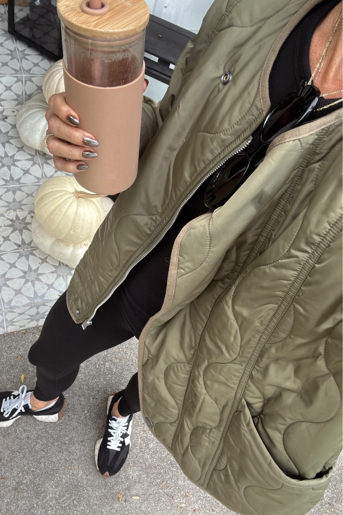 Morning school drop 
Love this quilted jacket wearing an Xs and it’s an oversized fit 

#LTKOver40