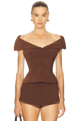 Camila Coelho Deysi Top in Coffee from Revolve.com | Revolve Clothing (Global)