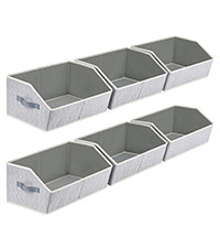 Closet Organizers Bins 6 Packs - Large Closet Shelf Organizer with Handles, Fabric Trapezoid Stor... | Amazon (US)