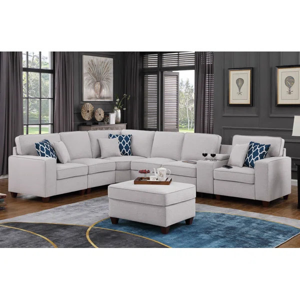 Bracken 136.25" Wide Left Hand Facing Modular Corner Sectional with Ottoman | Wayfair North America